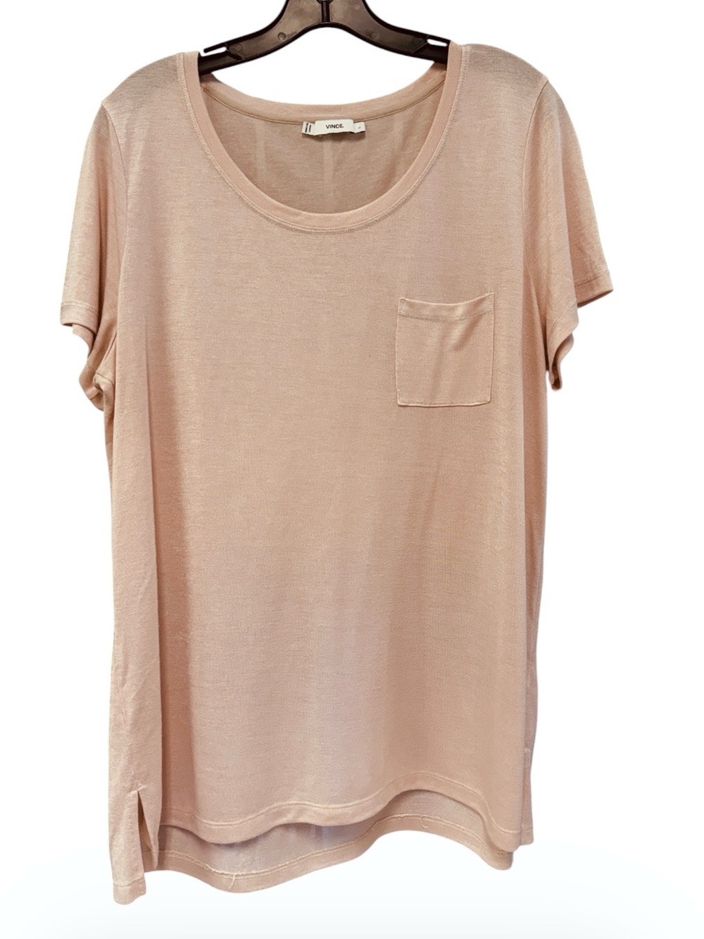Vince Women's Pocket Ultra Soft Tee in Blush Large
